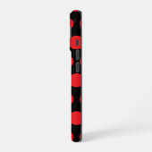 Big Red Polka Dots auf schwarzem Handtuch iPhone 16 Hülle (Linke Seite)