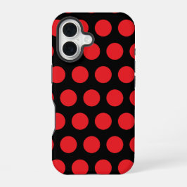 Big Red Polka Dots auf schwarzem Handtuch iPhone 16 Hülle