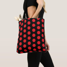 Big Red Polka Dots auf schwarzem Handtuch