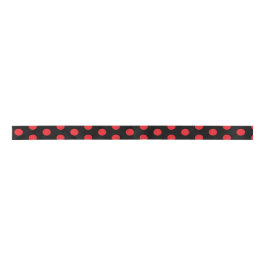Big Red Polka Dots on Black Towel Satinband