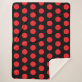 Big Red Polka Punkte auf schwarz Sherpadecke (Vorderseite)