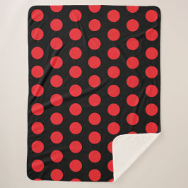 Big Red Polka Punkte auf schwarz Sherpadecke