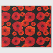Big Red Poppies auf schwarz Geschenkpapier (Flach)