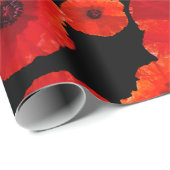 Big Red Poppies auf schwarz Geschenkpapier (Rolleneckpunkt)