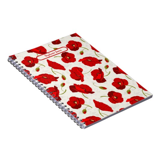 Big Red Poppies Spiral Foto Notebook Notizblock (Rechte Seite)