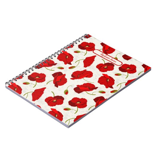 Big Red Poppies Spiral Foto Notebook Notizblock (Linke Seite)