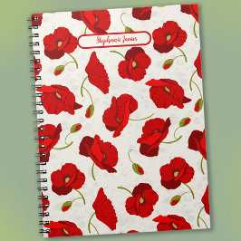 Big Red Poppies Spiral Foto Notebook Notizblock