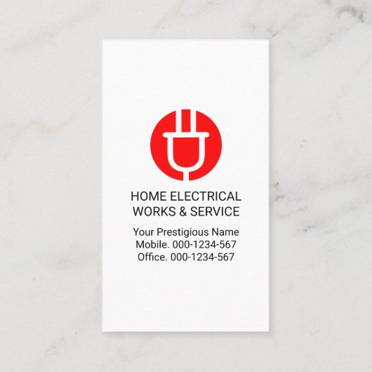 Big Red Power Plug Electric Visitenkarte (Rückseite)