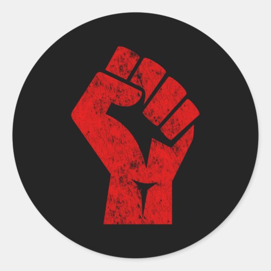 Big Red Raised Fist Salute of Unity Solidarity Res Runder Aufkleber (Vorderseite)