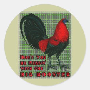 Big Red Rooster Runder Aufkleber