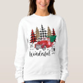 Big Red Truck und Weihnachtsbaum Sweatshirt (Vorderseite)