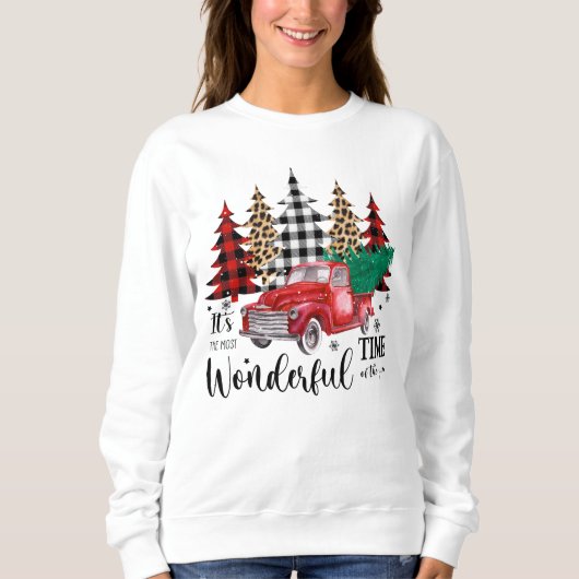 Big Red Truck und Weihnachtsbaum Sweatshirt (Vorderseite)