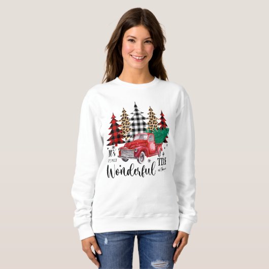 Big Red Truck und Weihnachtsbaum Sweatshirt (Vorne ganz)