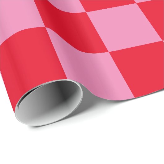 Big Red und Pink Checked Geschenkpapier (Rolleneckpunkt)