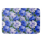 Big Retro Blue Rose Blume Badematte (Vorderseite)