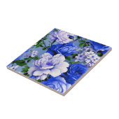 Big Retro Blue Rose Blume Fliese (Seite)