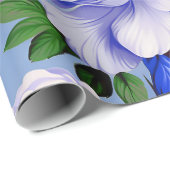 Big Retro Blue Rose Blume Geschenkpapier (Rolleneckpunkt)