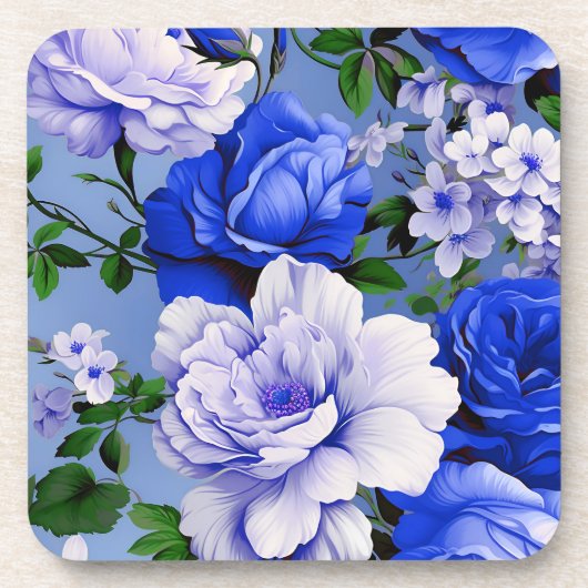 Big Retro Blue Rose Blume Getränkeuntersetzer (Vorderseite)