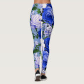 Big Retro Blue Rose Blume Leggings (Rückseite)