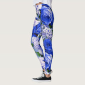 Big Retro Blue Rose Blume Leggings (Links)