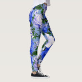 Big Retro Blue Rose Blume Leggings (Rechts)
