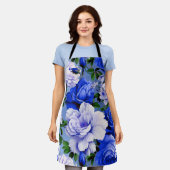 Big Retro Blue Rose Blume Schürze (Getragen)