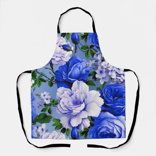Big Retro Blue Rose Blume Schürze (Vorderseite)