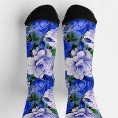 Big Retro Blue Rose Blume Socken (Oben)