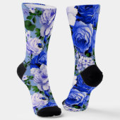 Big Retro Blue Rose Blume Socken (Gewinkelt)
