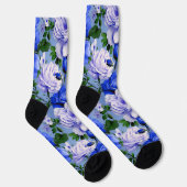 Big Retro Blue Rose Blume Socken (Rechts)