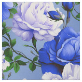 Big Retro Blue Rose Blume Stoff (Nahaufnahme)