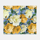 Big Retro Gelbe Rose Blume Fleecedecke (Vorderseite (Horizontal))