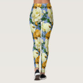 Big Retro Gelbe Rose Blume Leggings (Rückseite)