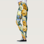 Big Retro Gelbe Rose Blume Leggings (Links)