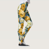 Big Retro Gelbe Rose Blume Leggings (Rechts)