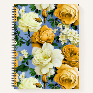 Big Retro Gelbe Rose Blume Notizblock