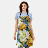 Big Retro Gelbe Rose Blume Schürze (Getragen)