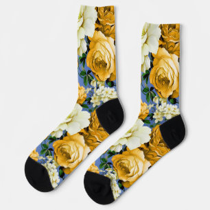 Big Retro Gelbe Rose Blume Socken