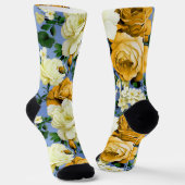 Big Retro Gelbe Rose Blume Socken (Gewinkelt)