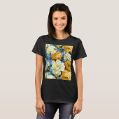Big Retro Gelbe Rose Blume T-Shirt (Vorne ganz)