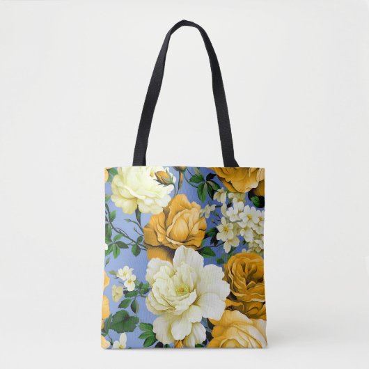 Big Retro Gelbe Rose Blume Tasche (Vorderseite)