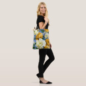 Big Retro Gelbe Rose Blume Tasche (Am Model)