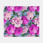 Big Retro Lila Rose Blume Fleecedecke (Vorderseite (Horizontal))