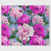 Big Retro Lila Rose Blume Geschenkpapier (Flach)