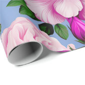 Big Retro Lila Rose Blume Geschenkpapier (Rolleneckpunkt)