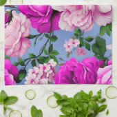 Big Retro Lila Rose Blume Geschirrtuch (Gefaltet)