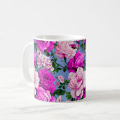 Big Retro Lila Rose Blume Kaffeetasse (Vorderseite Links)