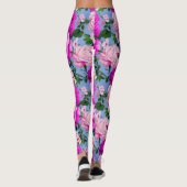 Big Retro Lila Rose Blume Leggings (Rückseite)