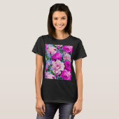 Big Retro Lila Rose Blume T-Shirt (Vorne ganz)