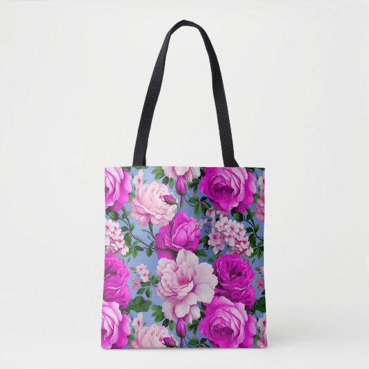 Big Retro Lila Rose Blume Tasche (Vorderseite)